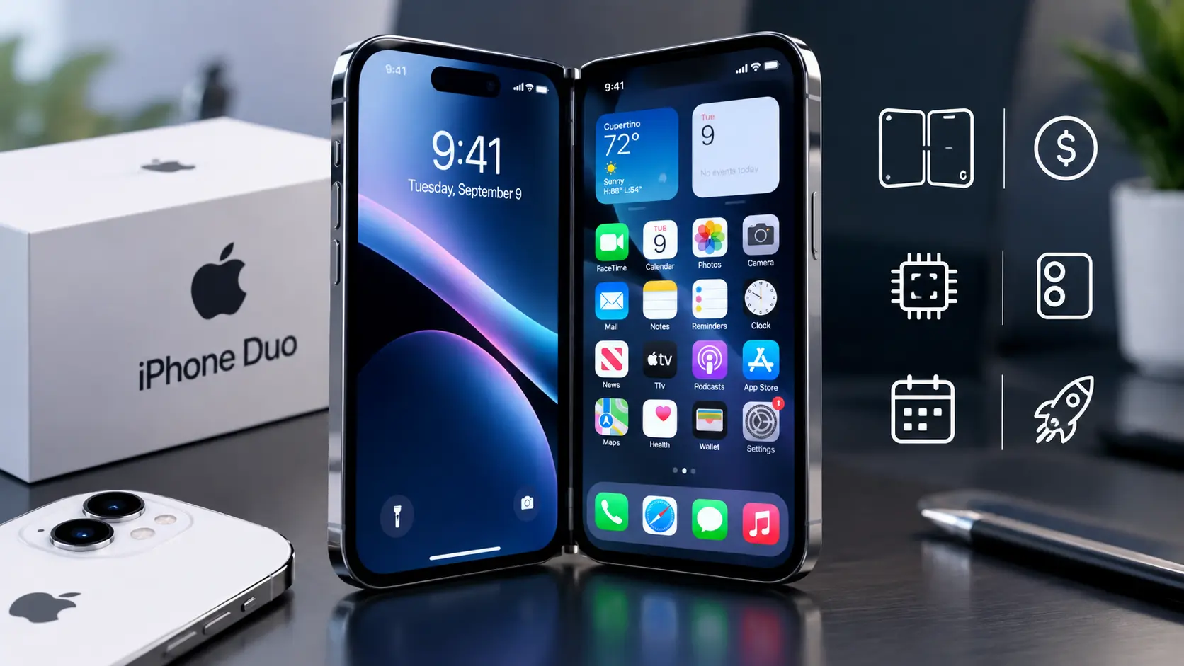 Apple iPhone Duo folding phone design and display features