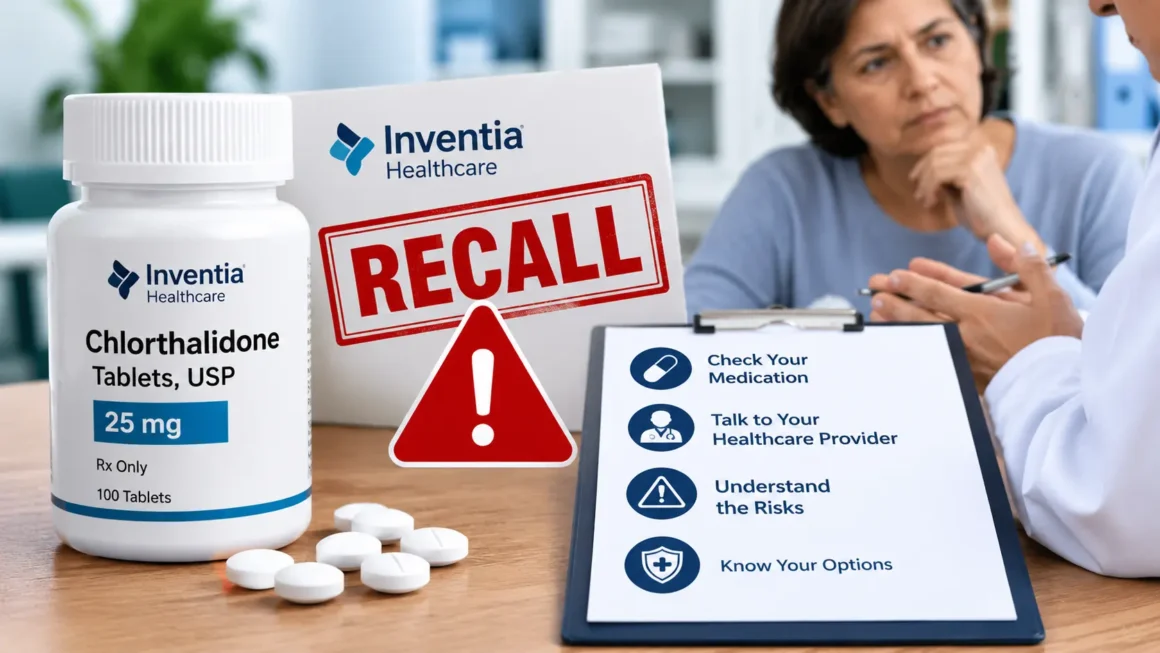Inventia Healthcare Chlorthalidone Recall bottle status and batch details