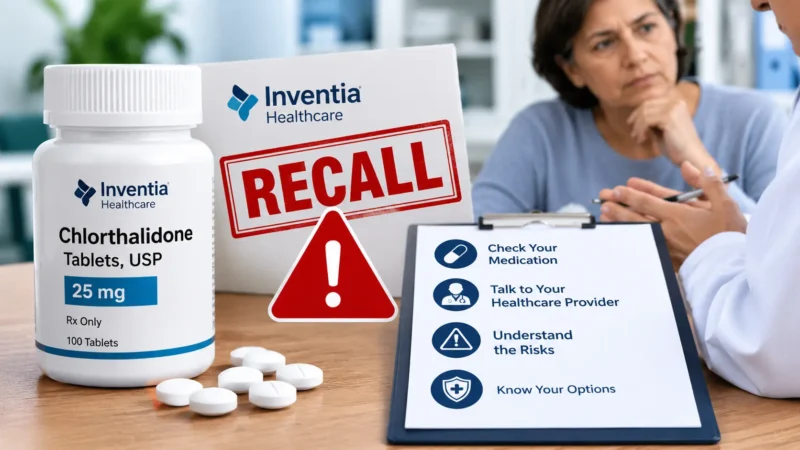 Inventia Healthcare Chlorthalidone Recall bottle status and batch details