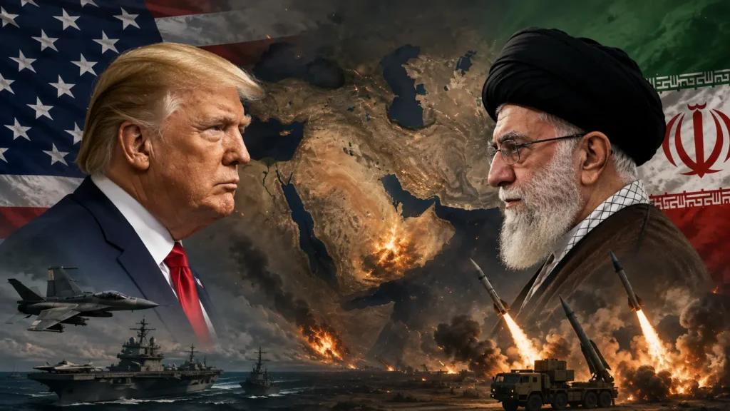 US-Iran conflict explained featuring US and Iranian political leaders